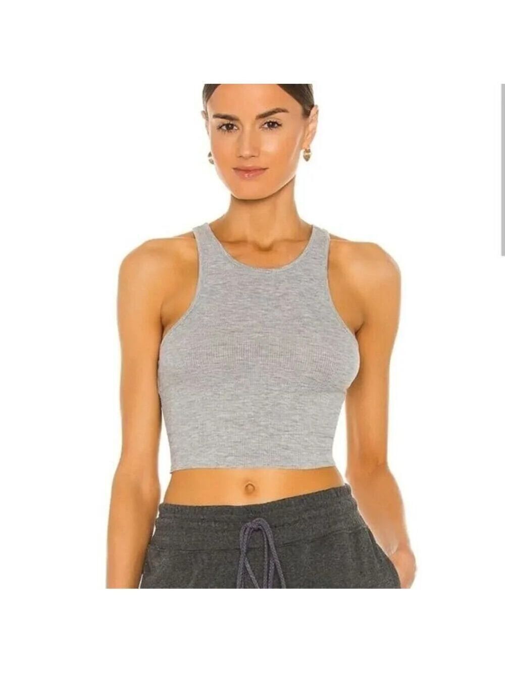 FREE PEOPLE High Neck Ribbed Crop Top